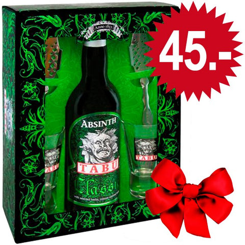 Tabu Absinth Classic 55%, Set mit 2 Gläser + 2 Löffel