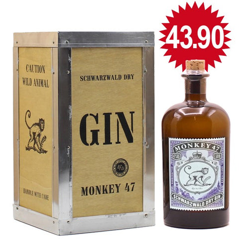 Monkey 47; Schwarzwald Dry Gin; in Holzkiste